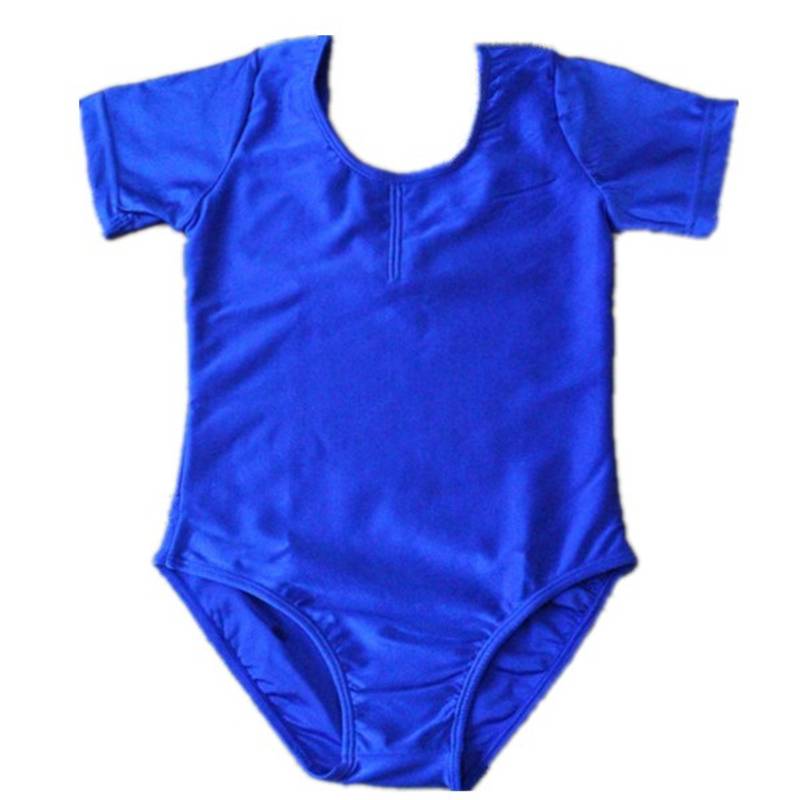 Blå kortermet leotard nylon