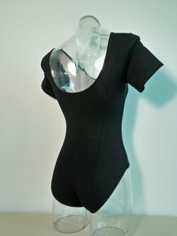 Sort kortermet leotard, mikrofiber