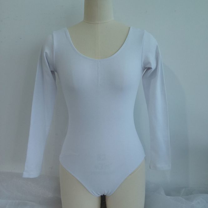Hovedbilde Hvit Langermet Leotard Mikrofiber