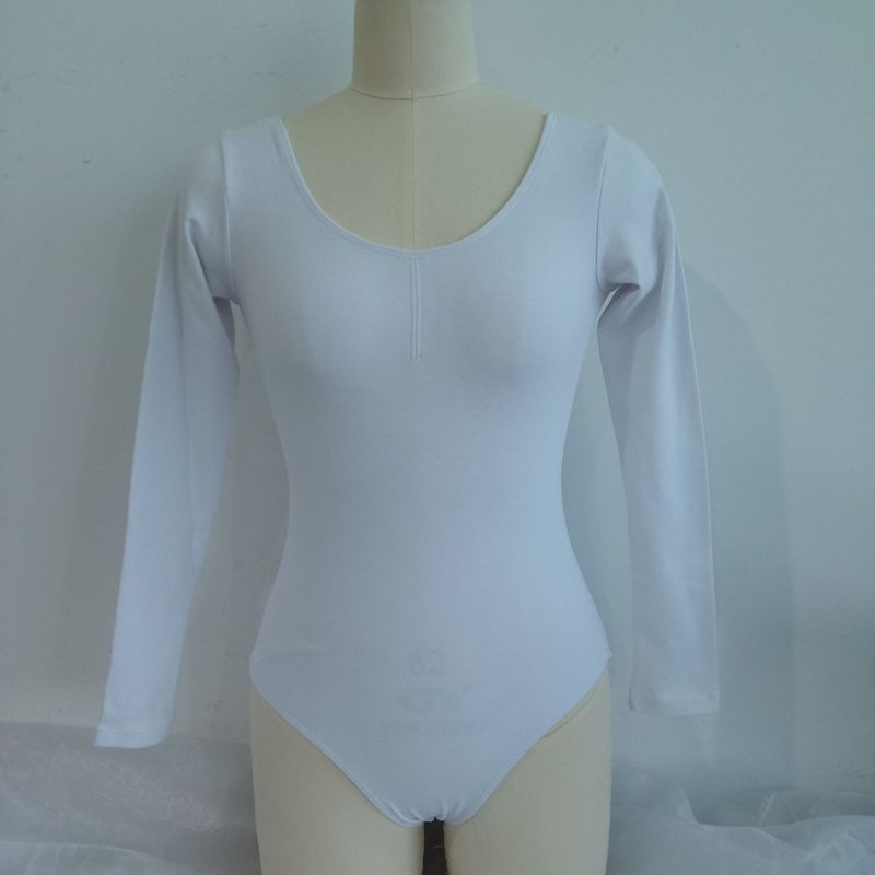 Hvit Langermet Leotard Mikrofiber